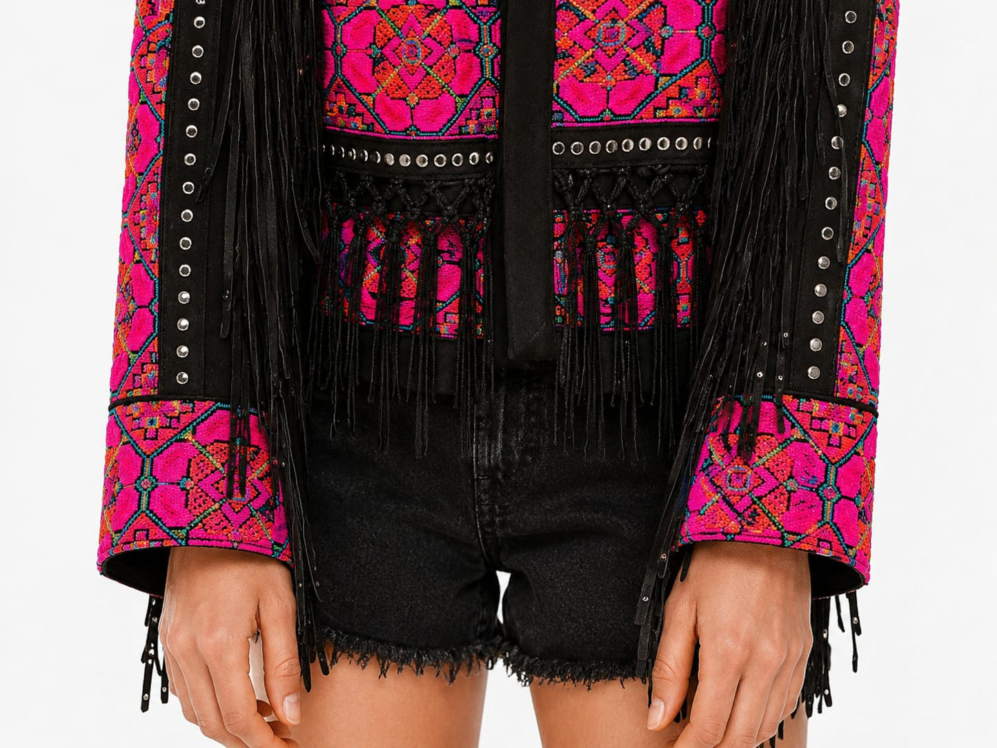 Pink black boho jacket