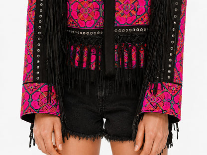 Pink black boho jacket