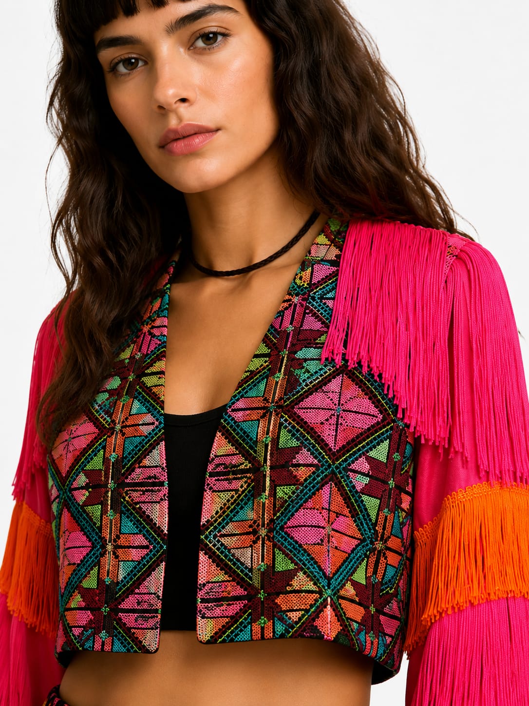 Pink orange boho jacket