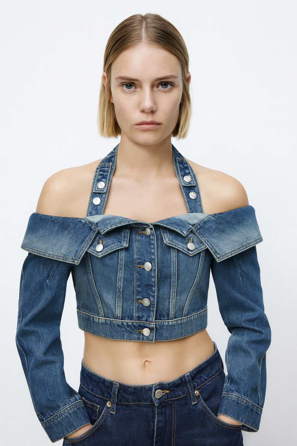 Halter denim jacket