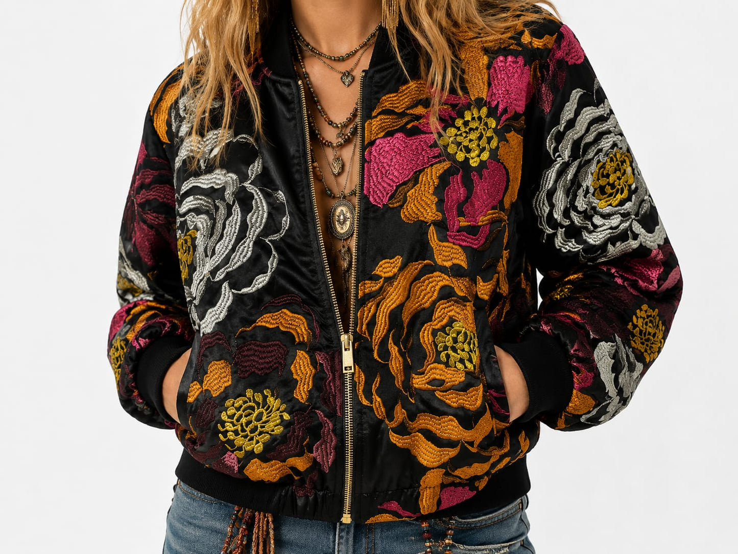 Floral Boho Bomber Jacket