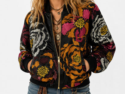 Floral Boho Bomber Jacket