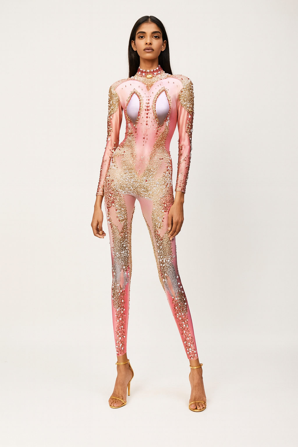 Blush Aura Crystal Embellished Jumpsuit