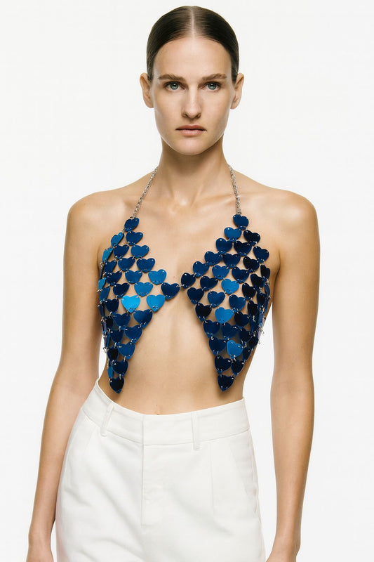 Blue Heart Chain Halter Top
