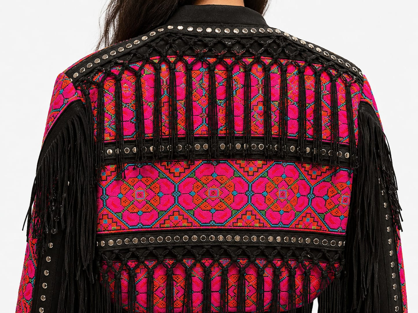 Pink black boho jacket