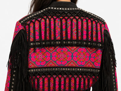 Pink black boho jacket