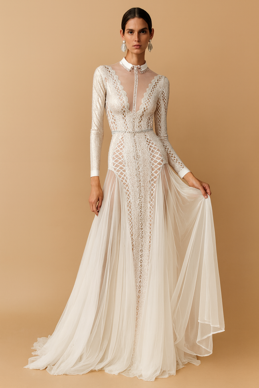 Ivory Illusion Lace Gown