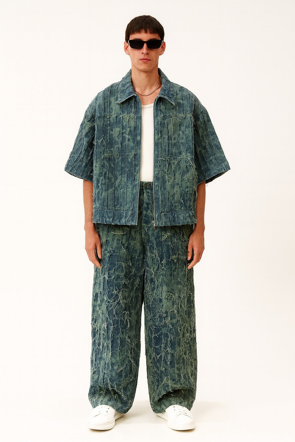 Green Distressed Textured Co-ord Set