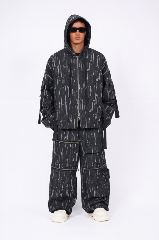 Black Tech-Utility Zip Detail Co-ord Set
