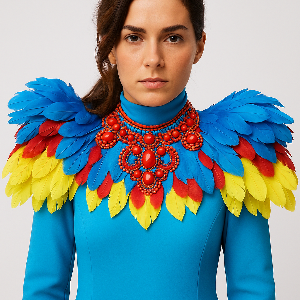 Tropical Majesty Feather Shoulder Pads