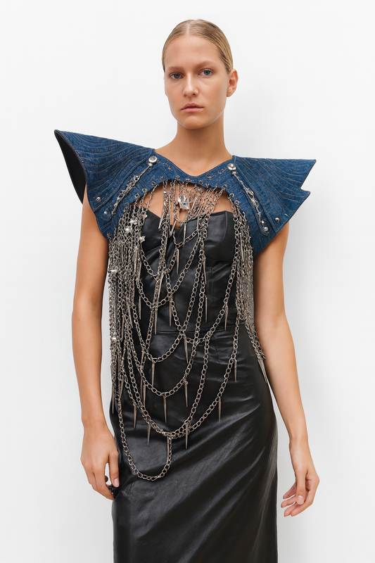 Leather Chain Embellished Shoulder Bolero