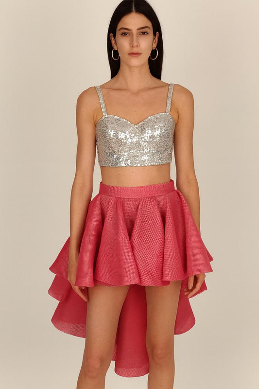 Rose Pink High-Low Skirt