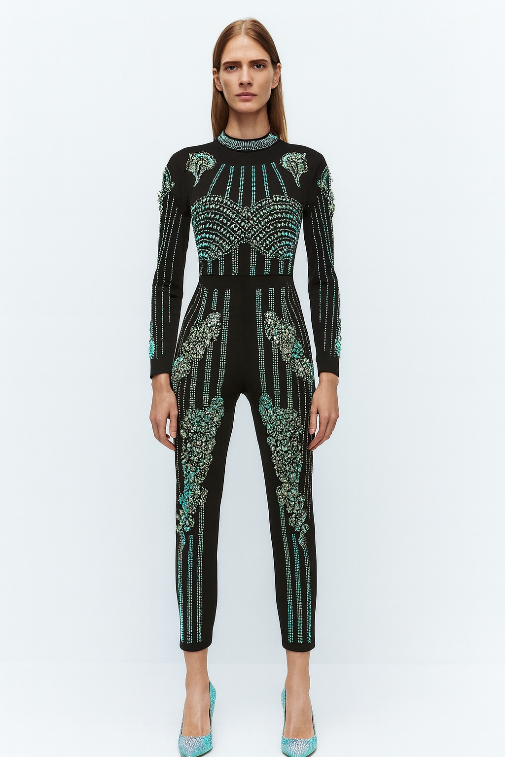 Noir Enchanté Beaded Crystal Jumpsuit