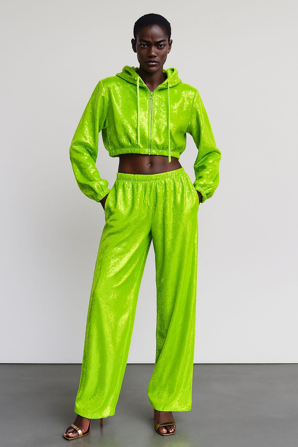 Neon Lime Sequin Co-ord Set