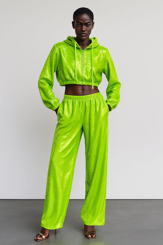 Neon Lime Sequin Co-ord Set