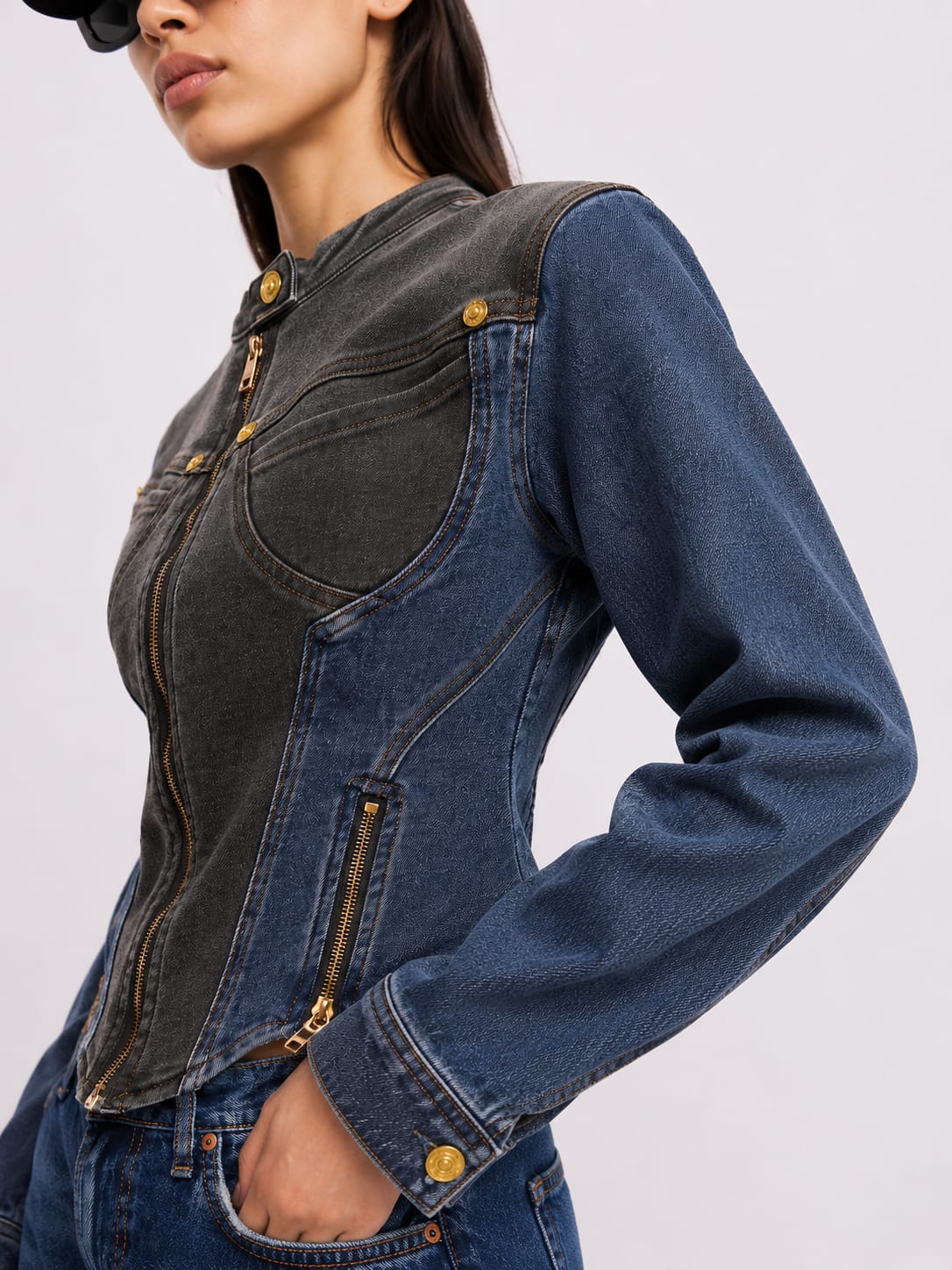 Blue black denim jacket