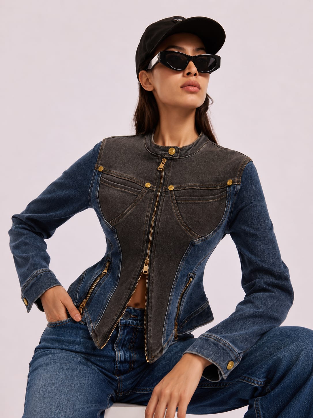 Blue black denim jacket