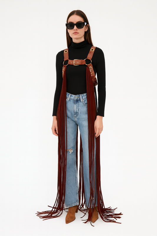 Rust Fringe Leather Harness