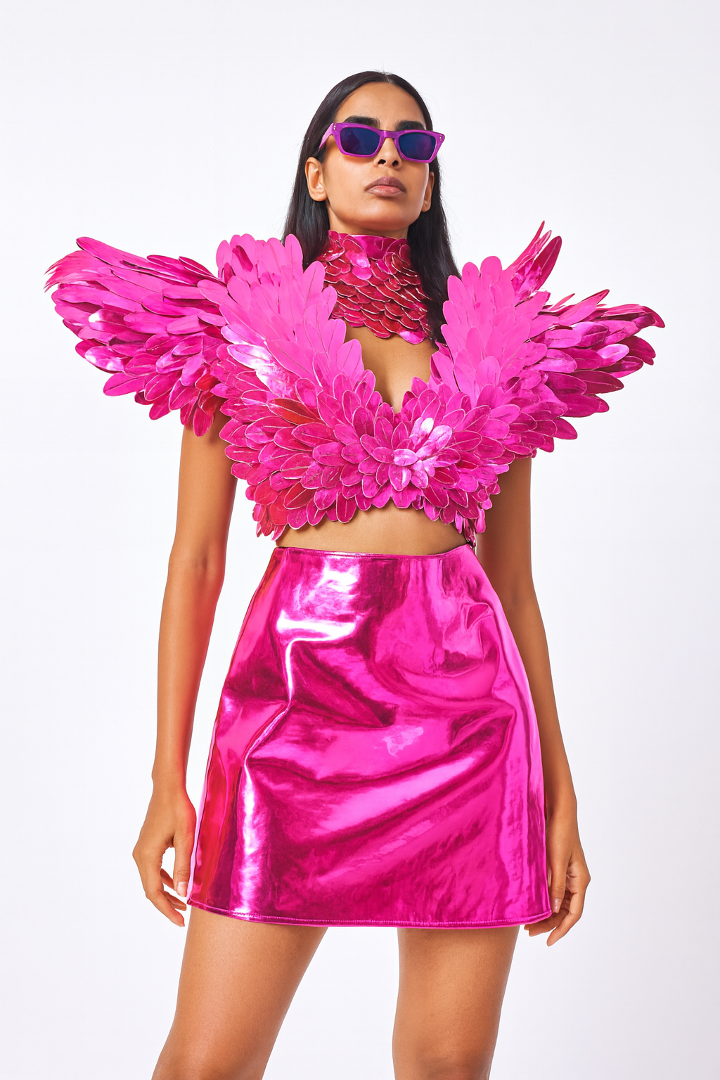 Pink wing leather top