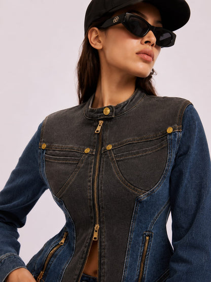 Blue black denim jacket