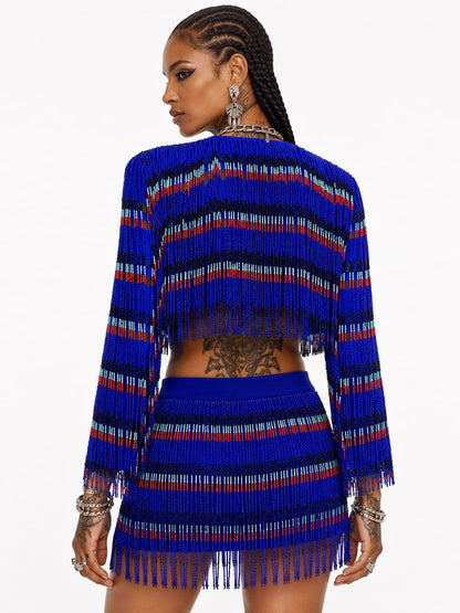 Blue tassel boho jacket