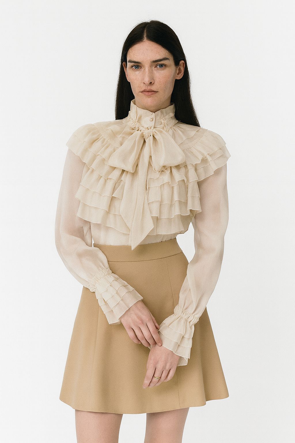 Ivory Victorian Ruffle Blouse