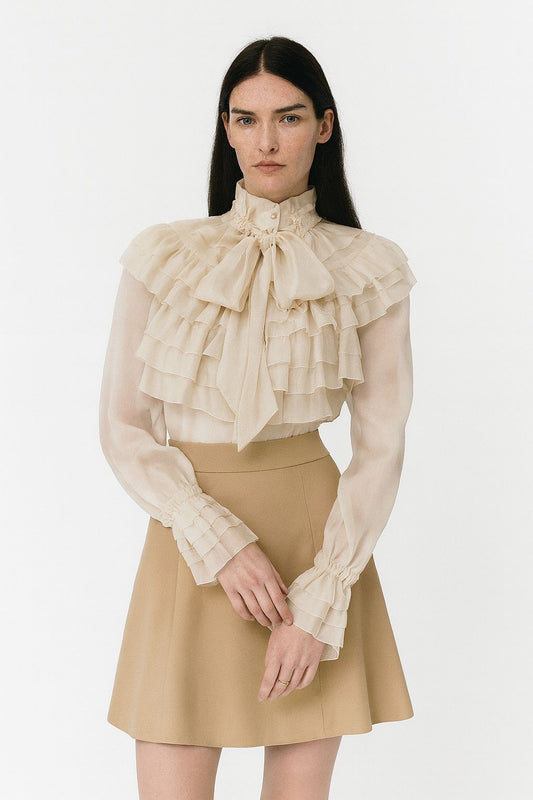 Ivory Victorian Ruffle Blouse