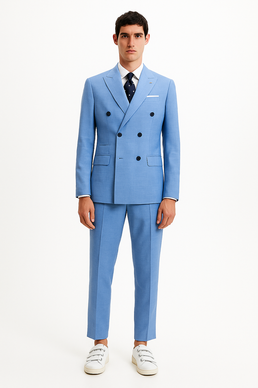 Sky Blue Double-Breasted Suit