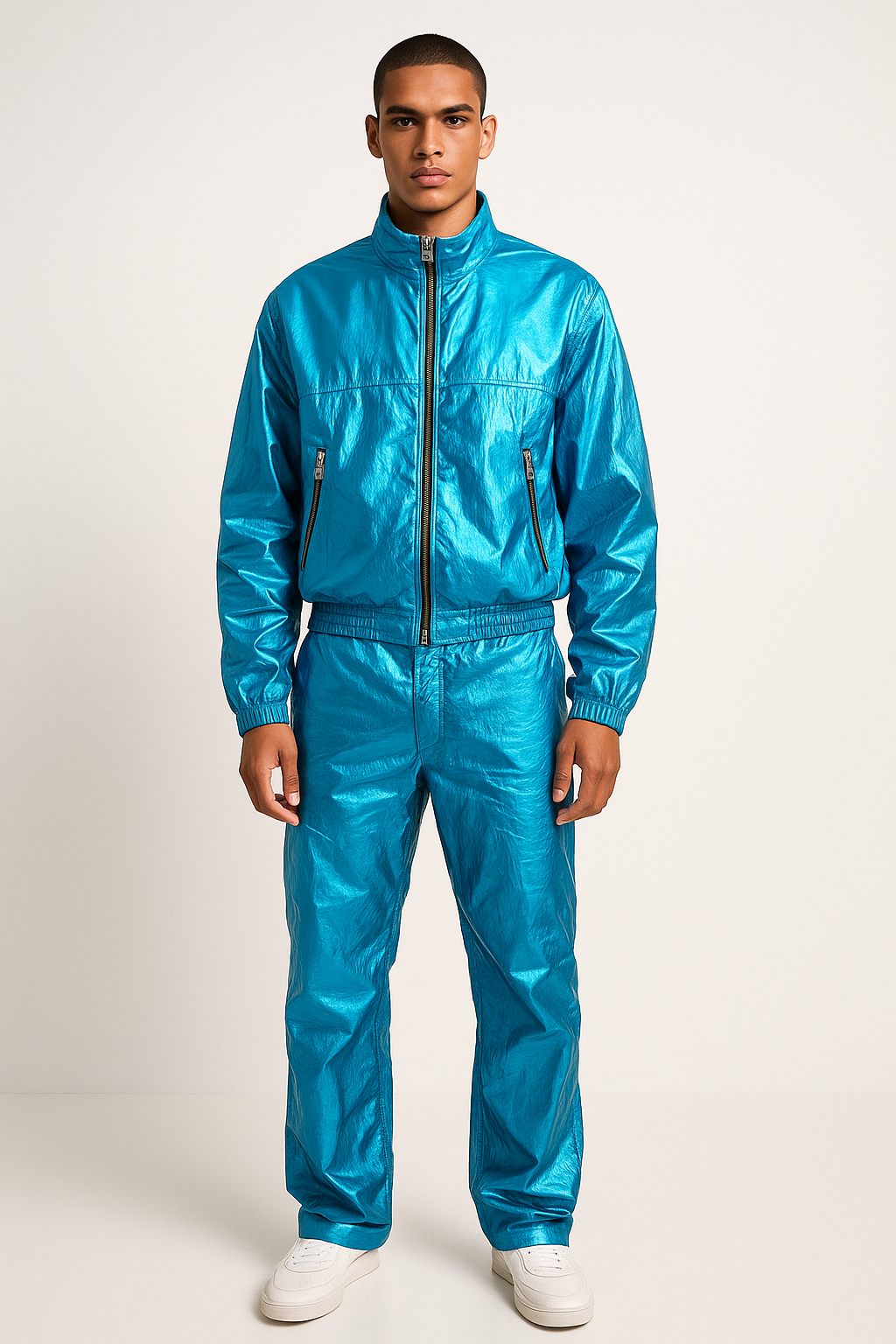 Electric Blue Metallic Tracksuit Coord Set