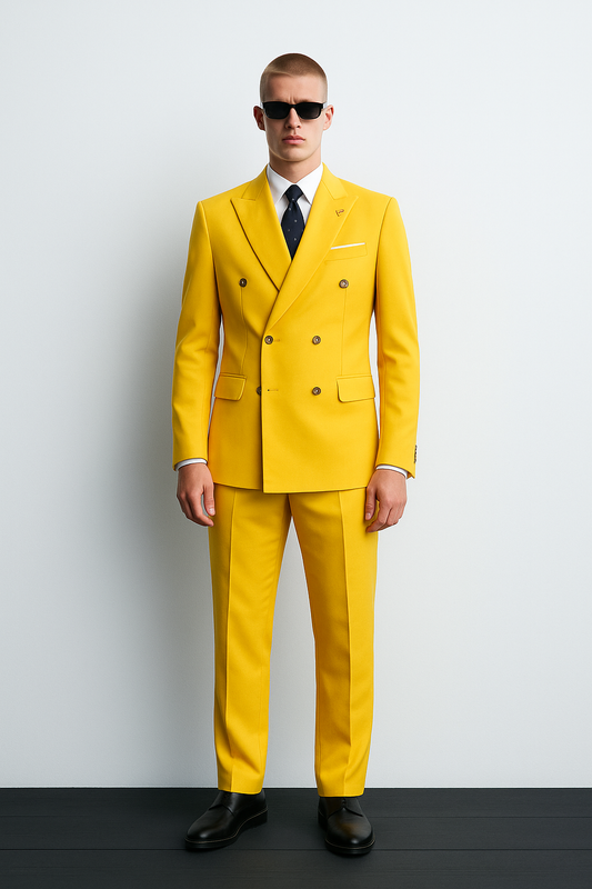 Bold Canary Double-Breasted Suit
