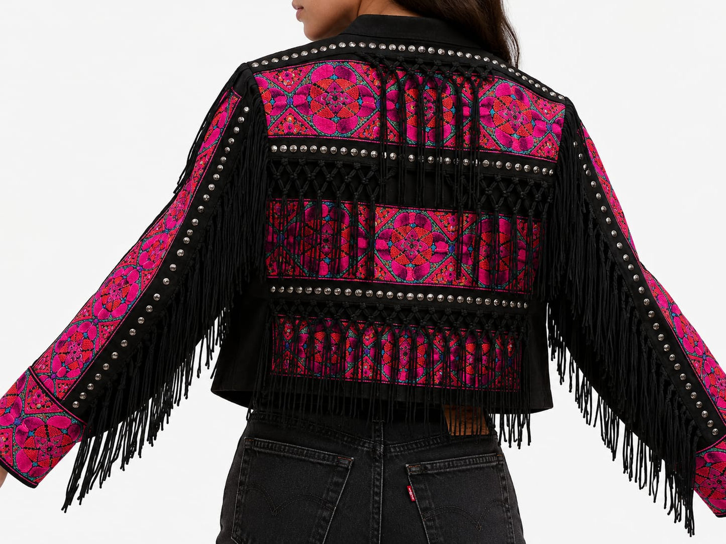 Pink black boho jacket