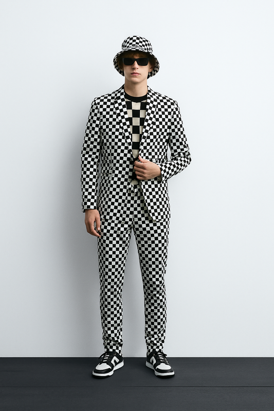 Black & White Checkerboard Suit – Bold Street Luxe Set