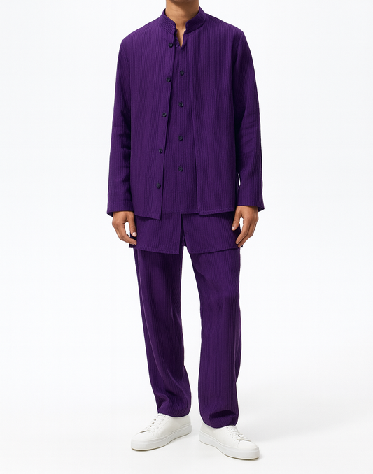 Royal Purple Textured Indo-Western Set
