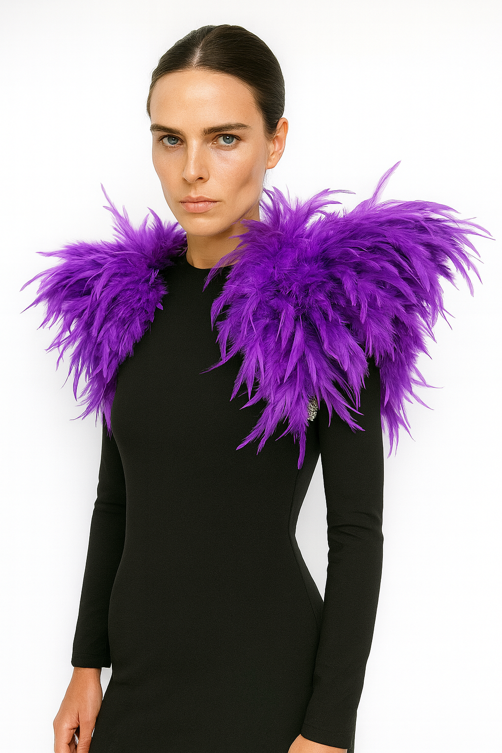 Purple Feather Shoulder Bolero