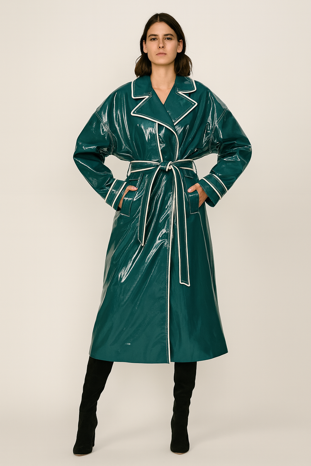 White piping green trench