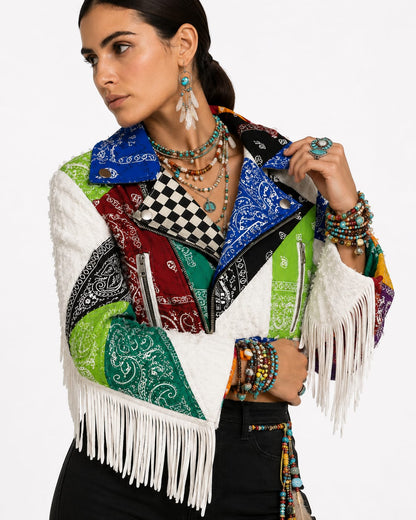 Mix bandana tassel biker