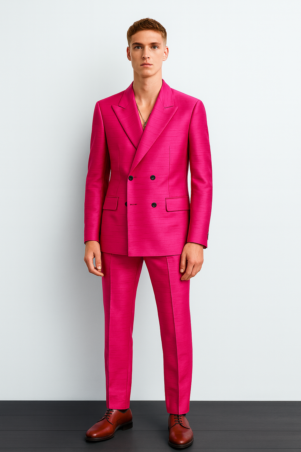 Hot Pink Double-Breasted Suit Set