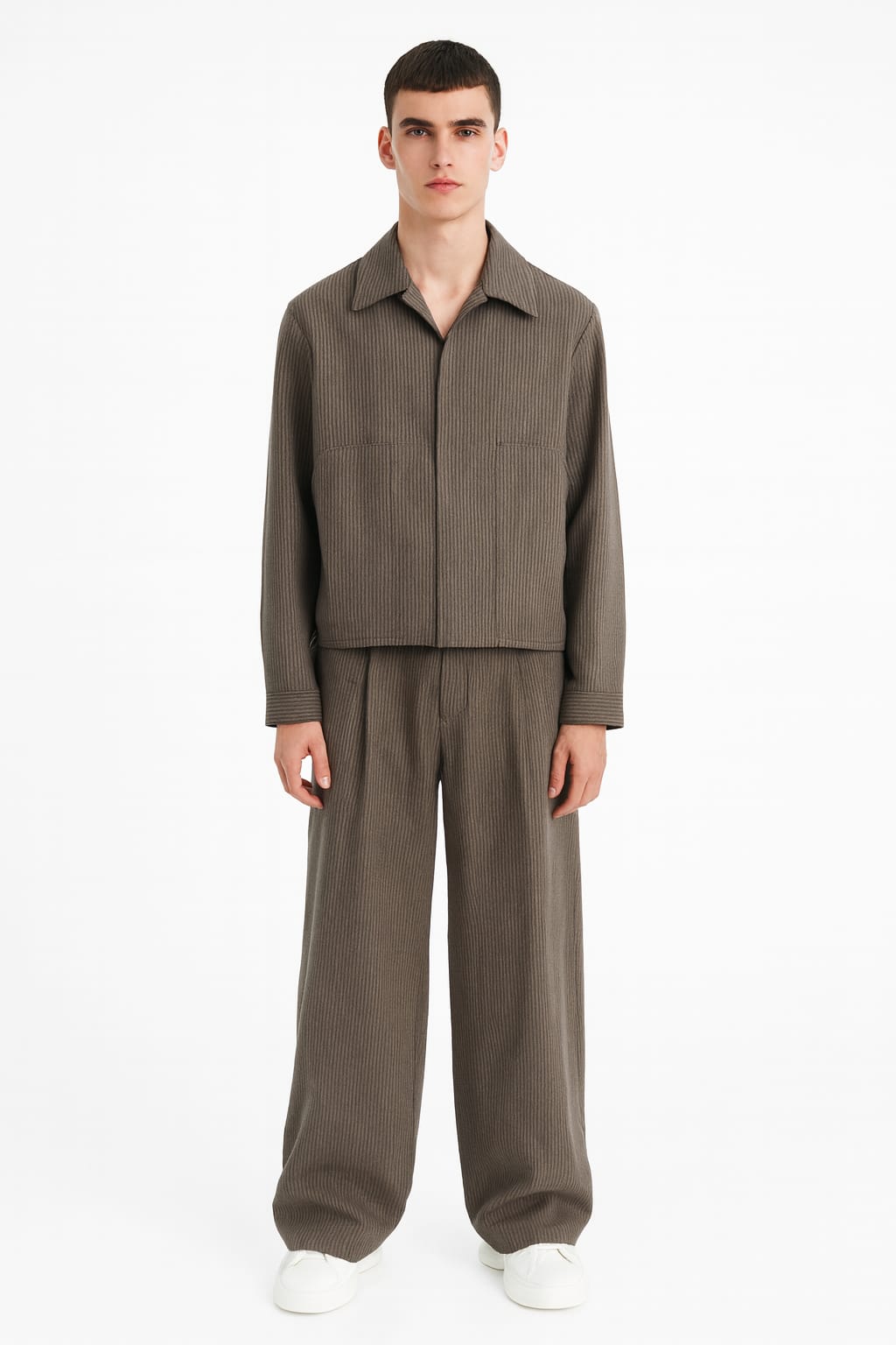 Taupe Ribbed Minimalist Co-Ord Set