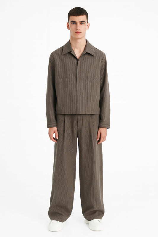 Taupe Ribbed Minimalist Co-Ord Set