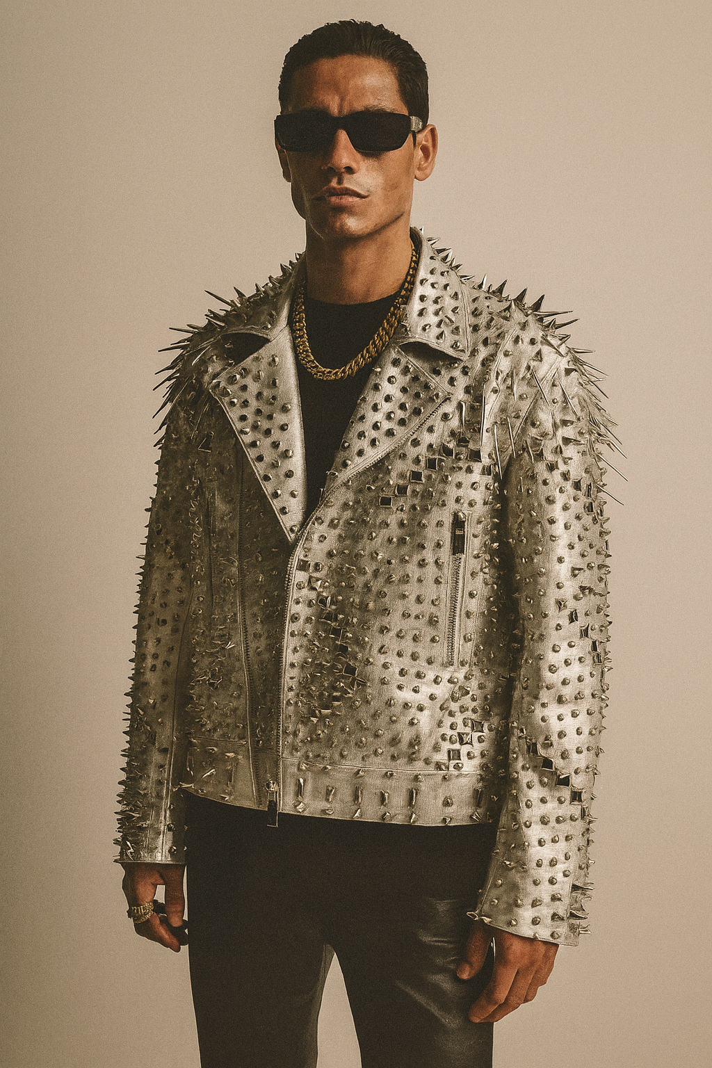 Silver Apocalypse Spike Moto Jacket