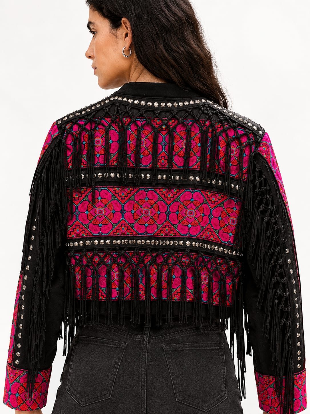 Pink black boho jacket