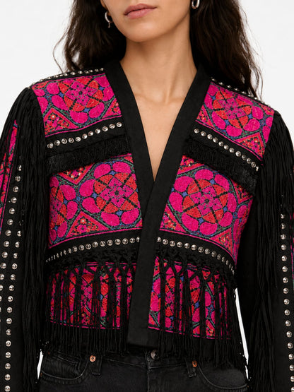 Pink black boho jacket