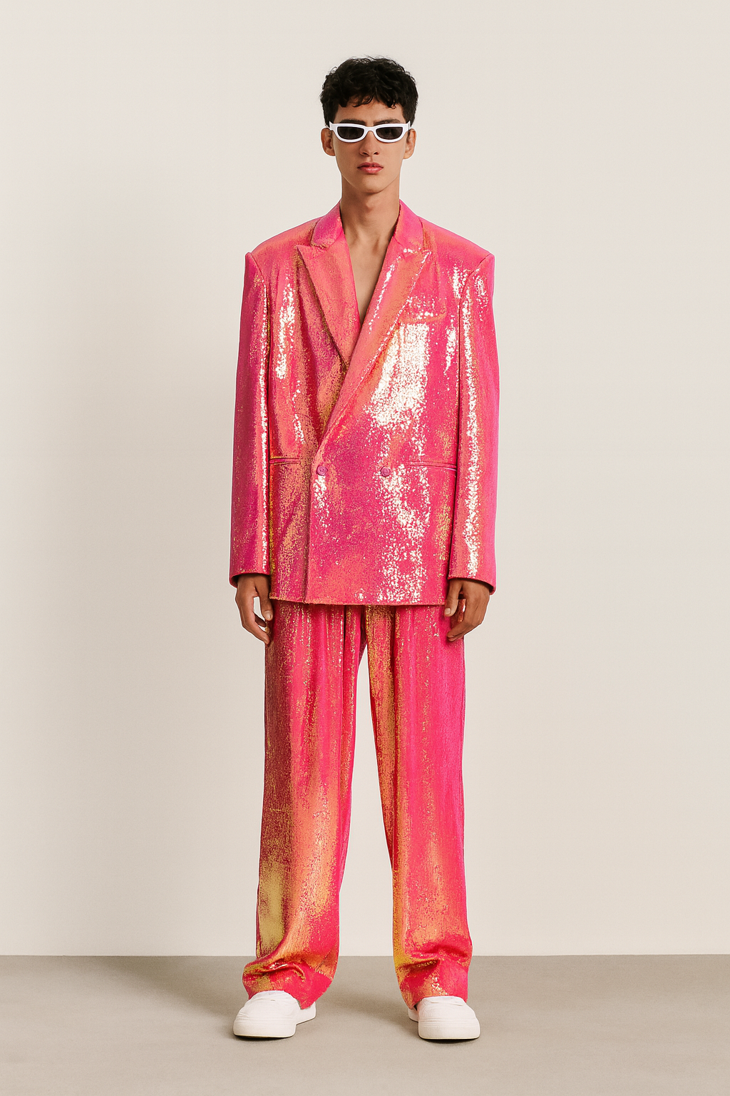 Neon Pink Sequin Gradient Statement Suit