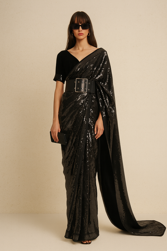 Midnight Noir Sequin Saree