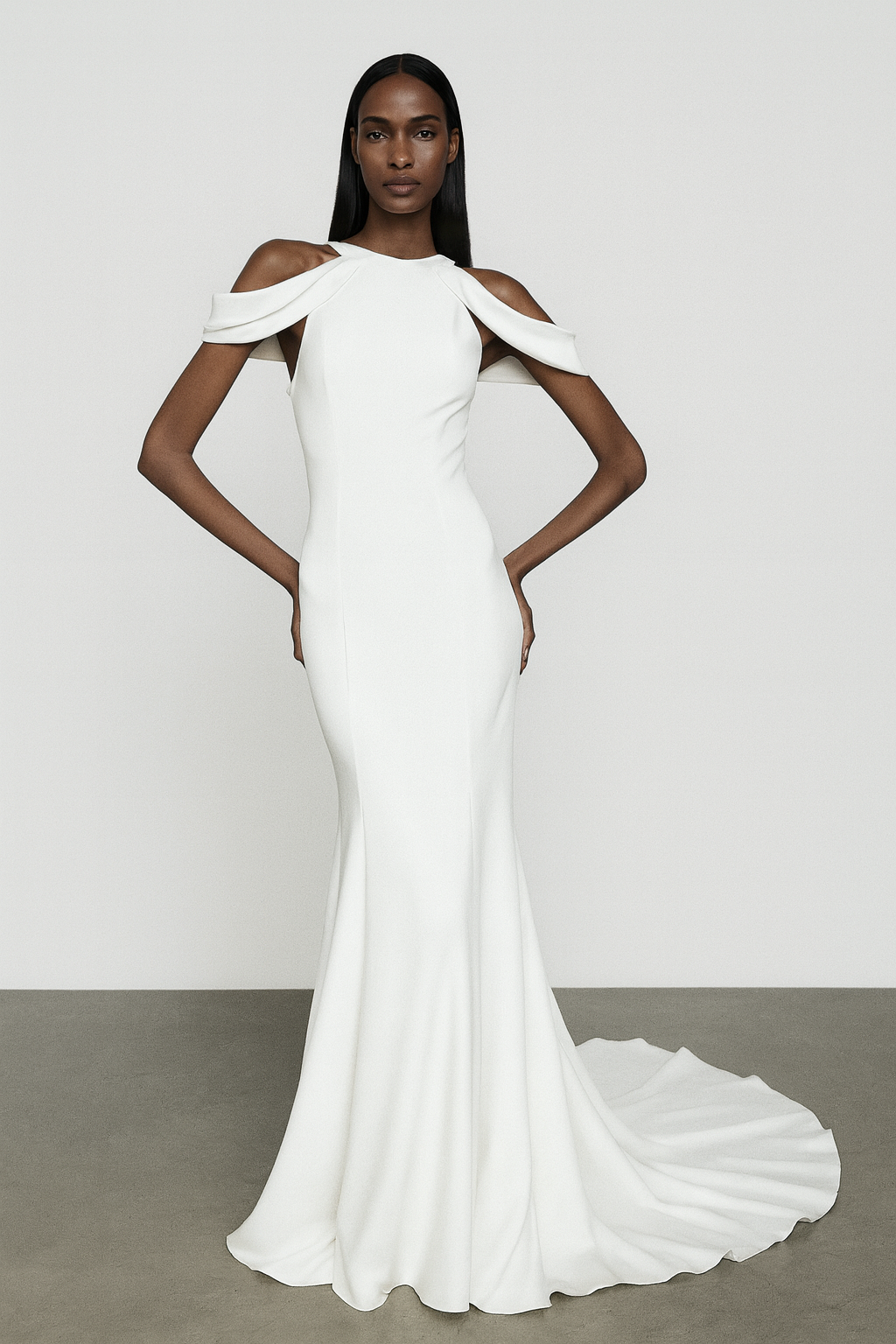 White Halter Cut-Out Gown