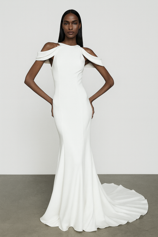 White Halter Cut-Out Gown
