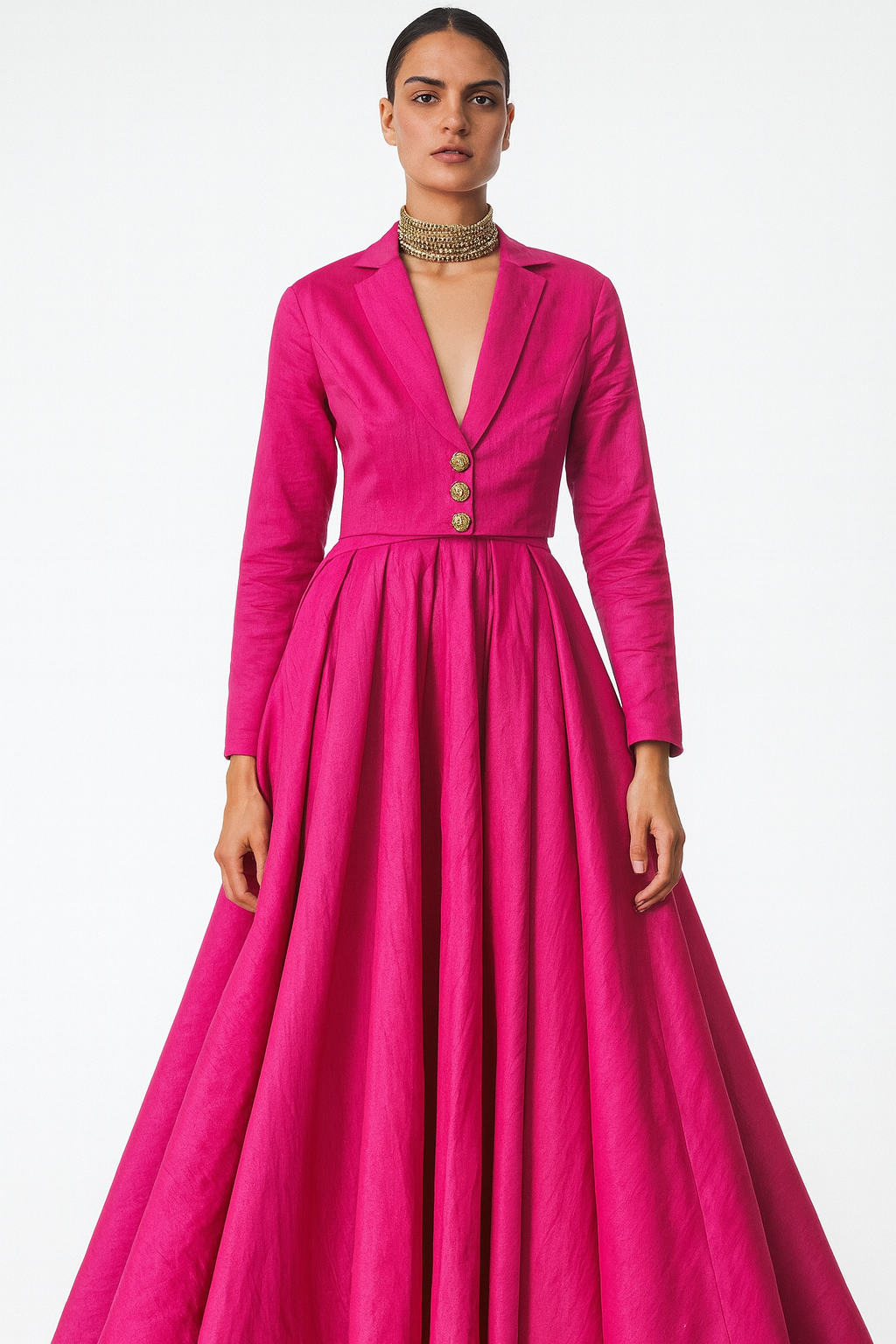 Fuchsia Power Silk Lehenga Set