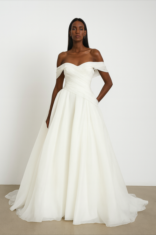 Off-Shoulder White Ball Gown