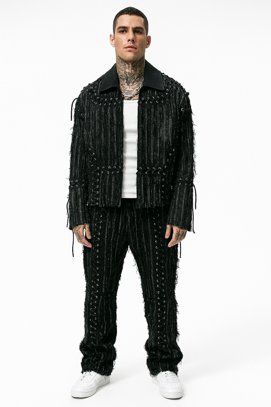 Black Laced Textured Utility Co-ord Set