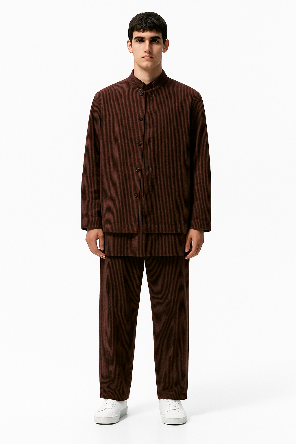 Chocolate Brown Textured Indo-Western Set